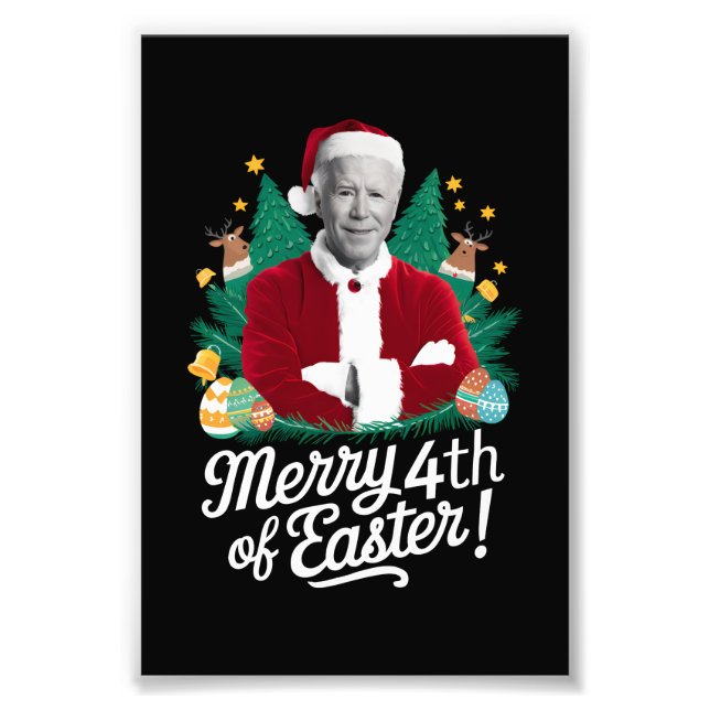 Joe Biden jul tomte God jul 4:e påsken Xmas Fototryck (Framsidan)