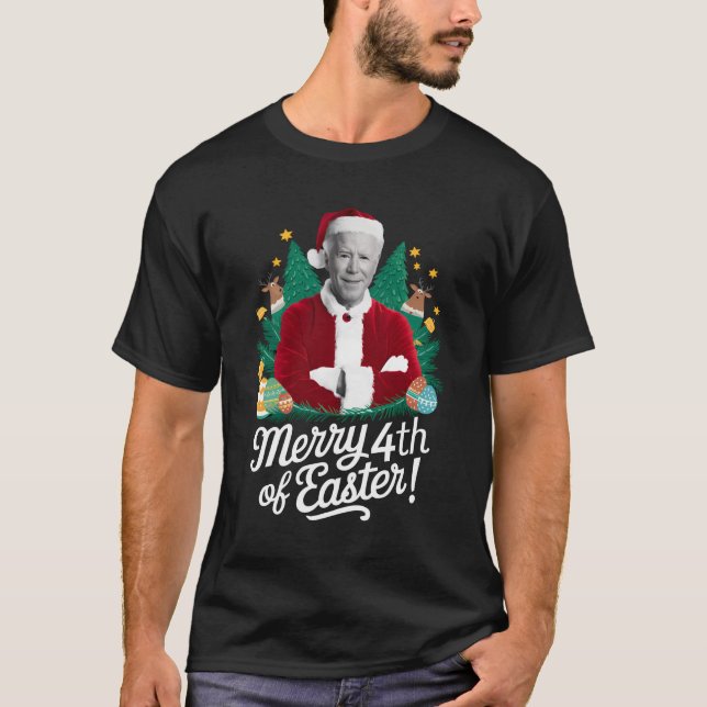 Joe Biden jultomten Merry 4:e Påsk Julafton T Shirt (Framsida)