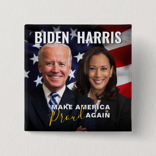 Joe Biden Kamala Harris 2020 USA flagga Photo Butt Knapp (Framsida)