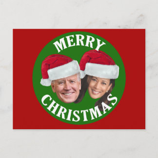 Joe Biden Kamala Harris 2020 w/ Santa Hats - Red Vykort