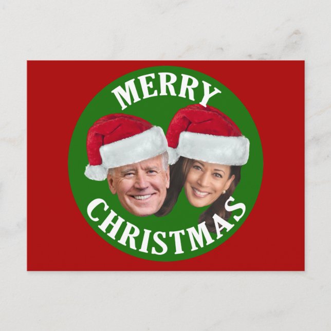 Joe Biden Kamala Harris 2020 w/ Santa Hats - Red Vykort (Framsida)