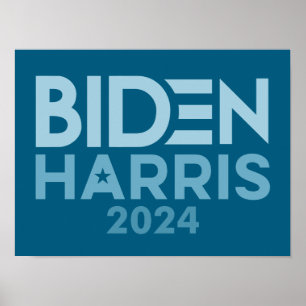 Joe Biden Kamala Harris 2024 blått vitt Poster