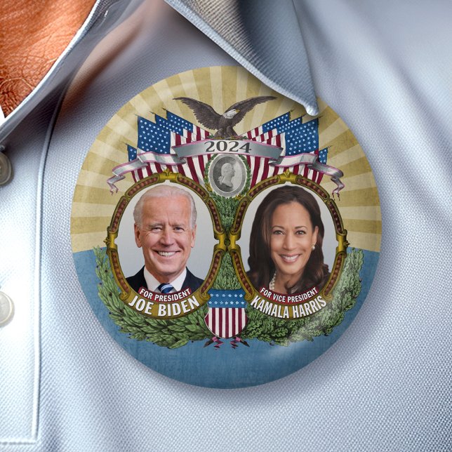 Joe Biden Kamala Harris 2024 - Jugate Photo Knapp (Biden Harris Collectible 2024 Button)