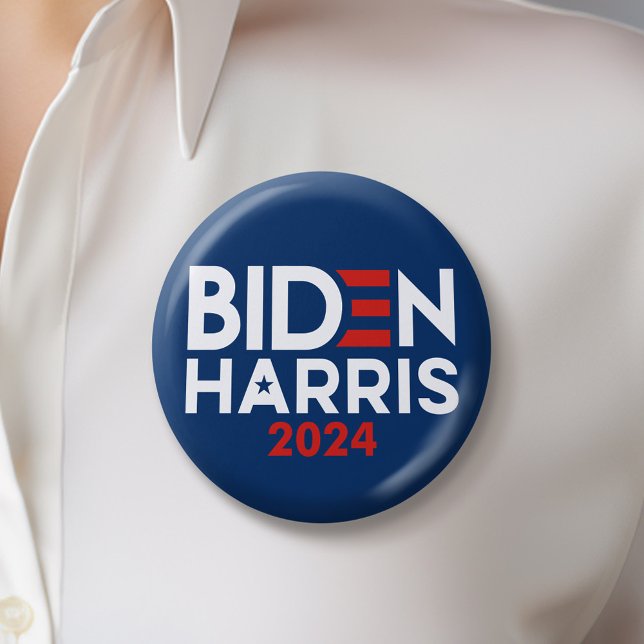 Joe Biden Kamala Harris 2024 Rött vitt blått Knapp (Biden Harris 2024 Button)
