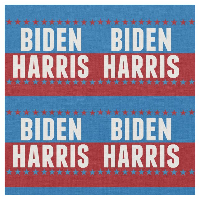 Joe Biden Kamala Harris Blue Red Stars Tyg (Närbild)