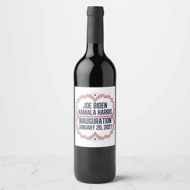 Joe Biden Kamala Harris Inauguration 2021 Vintage Vinflaska Etikett (Framsida)