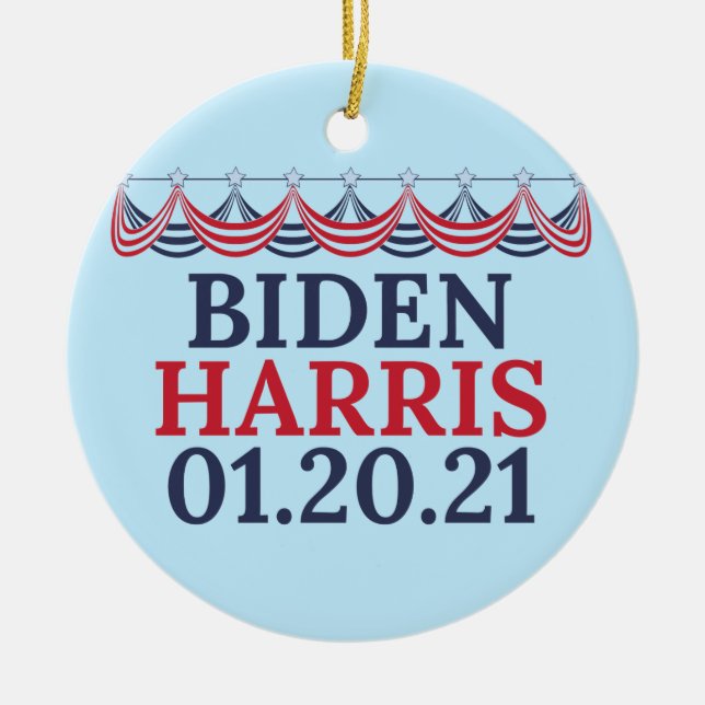 Joe Biden Kamala Harris Inauguration Day Julgransprydnad Keramik (Framsidan)