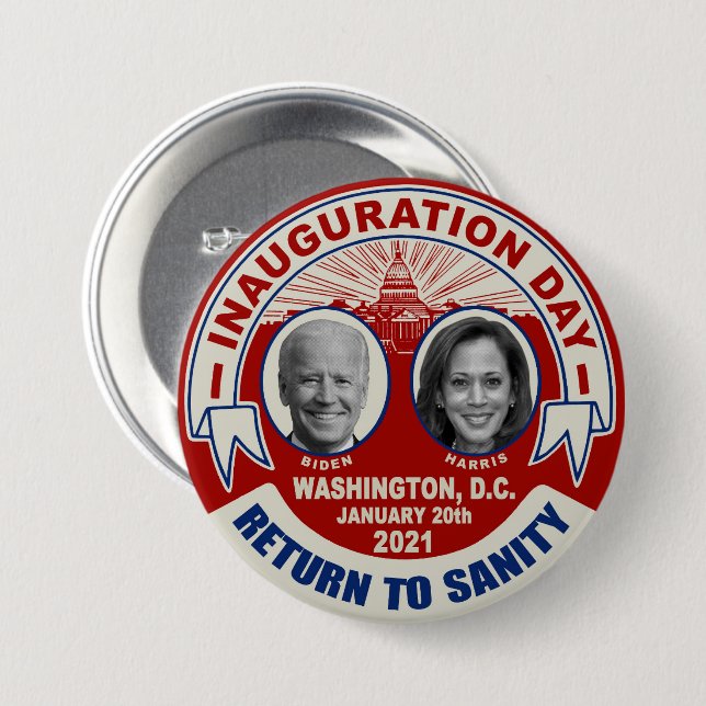 Joe Biden Kamala Harris invigningsdag Souvenir Knapp (Framsida & baksida)