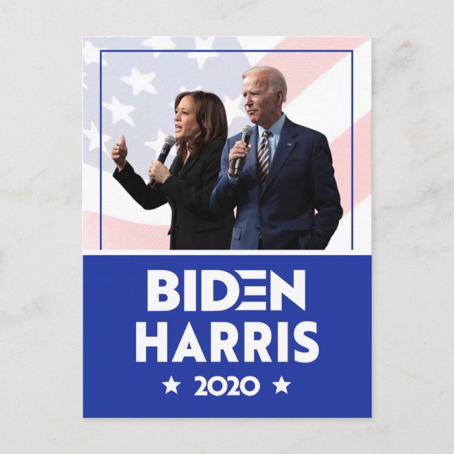 JOE BIDEN KAMALA HARRIS MICROPHONE Tal 2020 Vykort (Framsida)