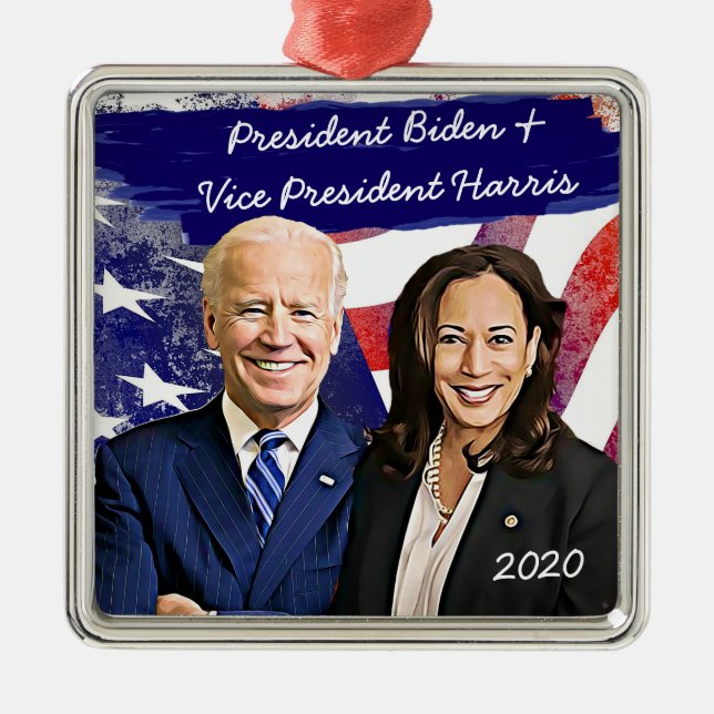 Joe Biden och Kamala Harris 2020 USA:s val Julgransprydnad Metall (Framsidan)