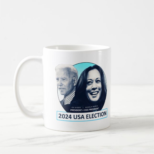 Joe Biden och Kamala Harris 2024 USA:s valkampanj Kaffemugg (Vänster)