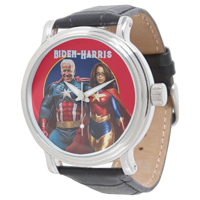 Joe Biden och Kamala Harris as Superheros Armbandsur (Vinklad)