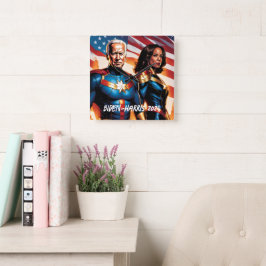 Joe Biden och Kamala Harris as Superheros Fyrkantig Klocka
