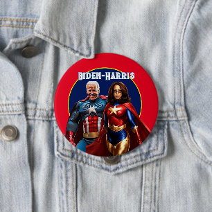 Joe Biden och Kamala Harris as Superheros Knapp