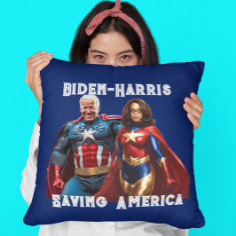 Joe Biden och Kamala Harris as Superheros Kudde