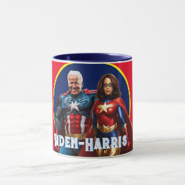 Joe Biden och Kamala Harris as Superheros Mugg