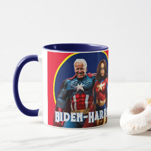 Joe Biden och Kamala Harris as Superheros Mugg