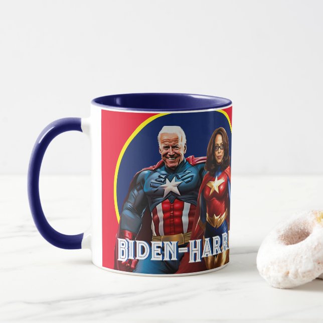 Joe Biden och Kamala Harris as Superheros Mugg (Med munk)