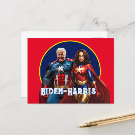 Joe Biden och Kamala Harris as Superheros Vykort