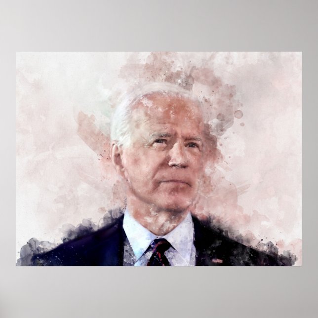 Joe Biden porträtt i vattenfärgen Poster (Framsidan)