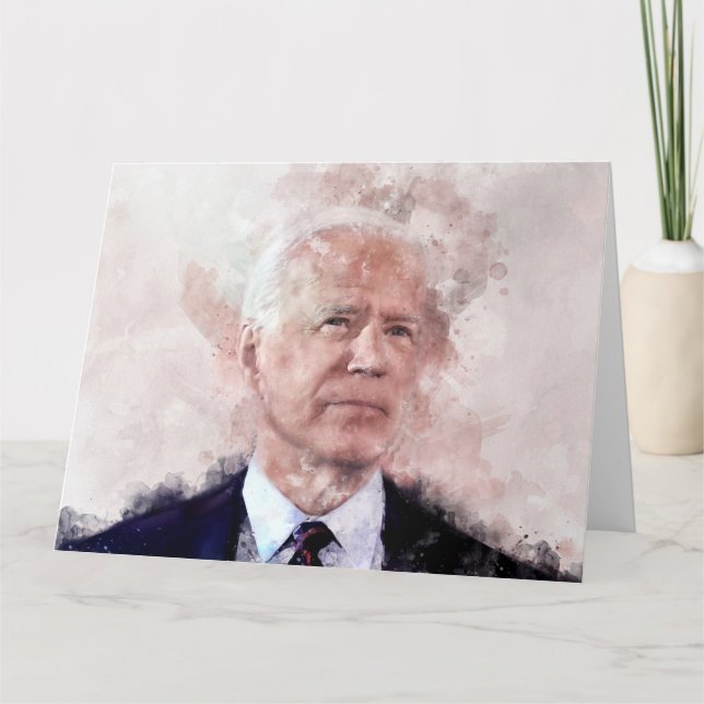 Joe Biden porträtt i vattenfärgen Tack Kort (Framsida)