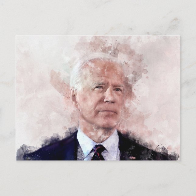 Joe Biden porträtt i vattenfärgen Vykort (Framsida)