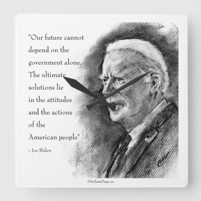 Joe Biden & Quote Fyrkantig Klocka (Framsida)