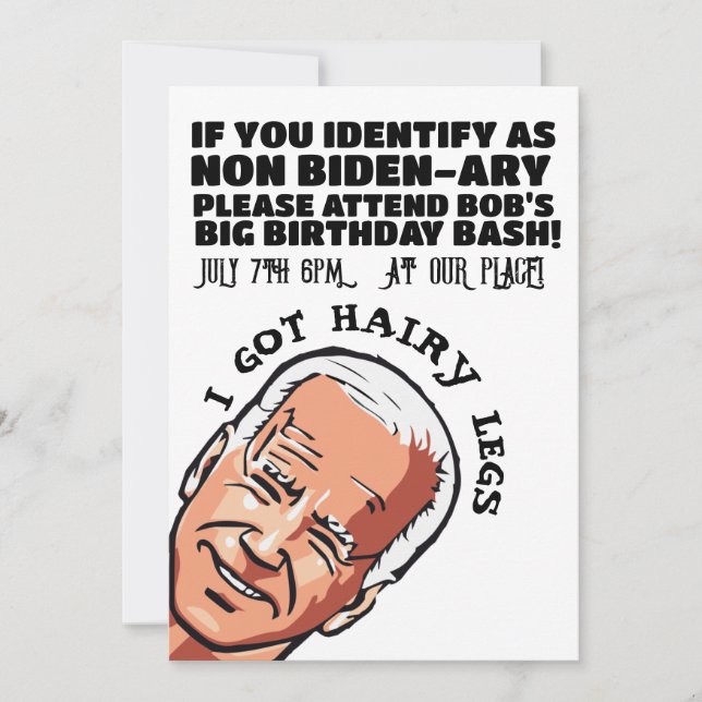 JOE BIDEN ROLIGT PARTYFÖRBÄTTRADE Inbjudningar (Framsida)