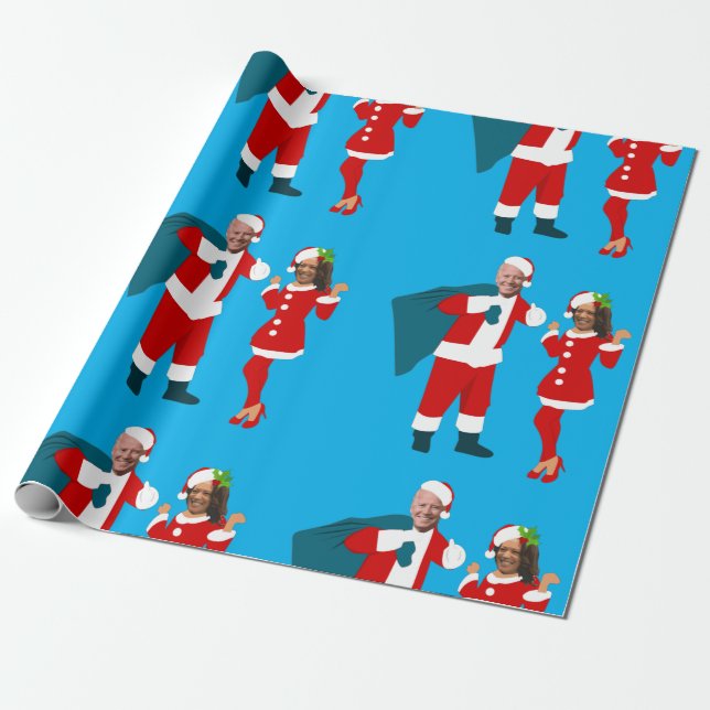 joe biden Santa kamala harris blue christmas Presentpapper (Utrullad)
