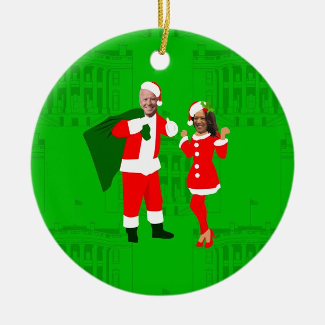 joe biden Santa kamala harris christmas Julgransprydnad Keramik (Framsidan)