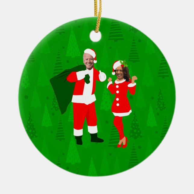 joe biden Santa kamala harris julgranar Julgransprydnad Keramik (Framsidan)