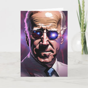 Joe Biden Sunglasses Lila Background Kort