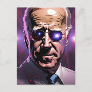 Joe Biden Sunglasses Lila Background Vykort