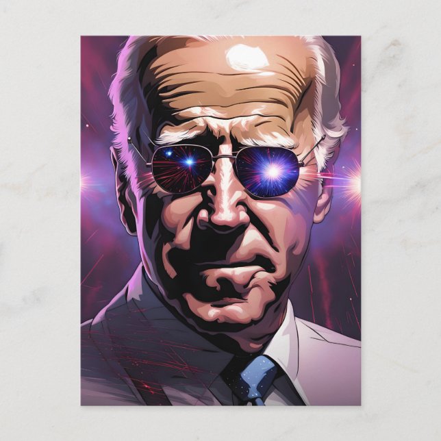 Joe Biden Sunglasses Lila Background Vykort (Framsida)