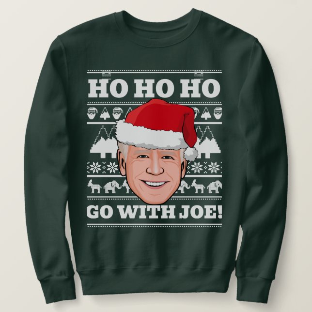 Joe Biden Ugly jul Sweater Go with Joe Lång Ärmad Tröja (Design framsida)