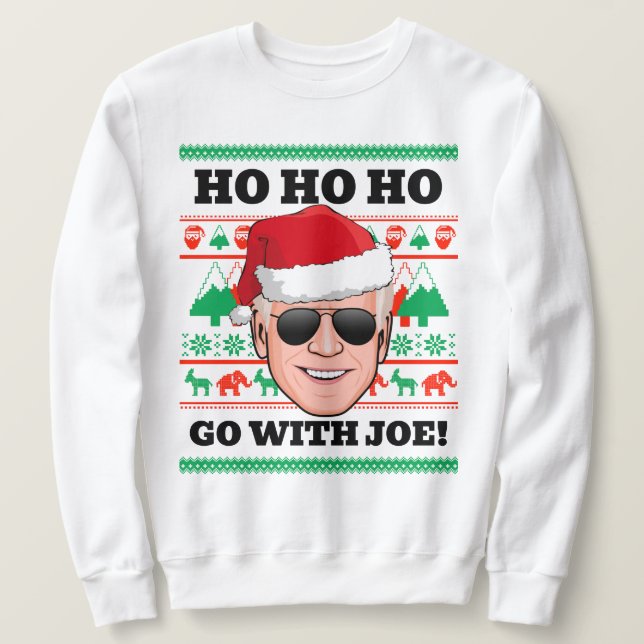 Joe Biden Ugly jul Sweater Go with Joe Lång Ärmad Tröja (Design framsida)