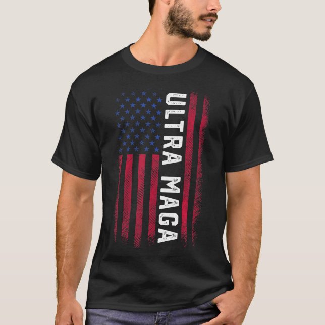 Joe Biden Ultra Maga  Ultra Maga America Flag  T Shirt (Framsida)