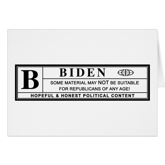 Joe Biden Warning Label OBS Kort (Framsidan Horizontal)