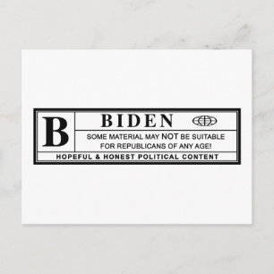 Joe Biden Warning Label Vykort
