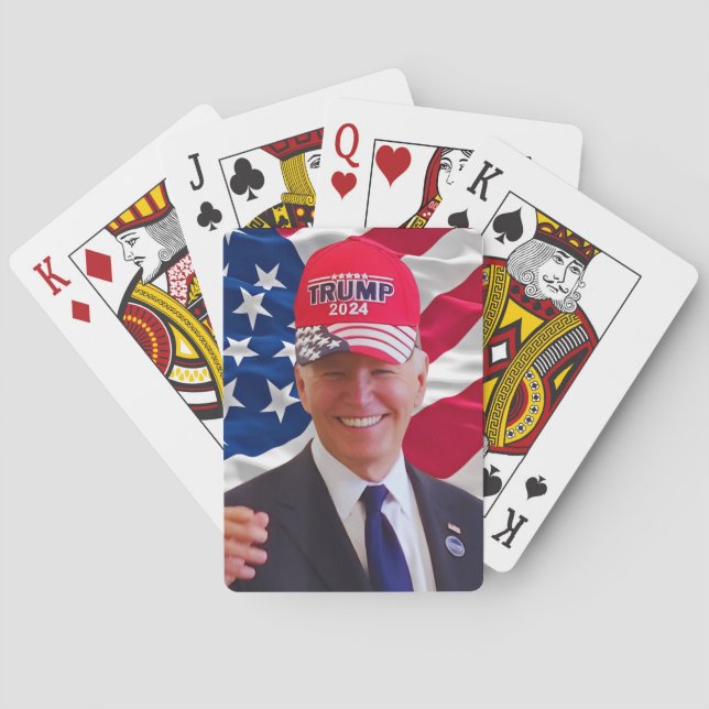 Joe biden Wearing A Trump Hat Casinokort (Baksidan)