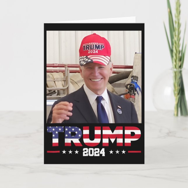 Joe Biden Wearing A Trump Hat  Kort (Framsida)