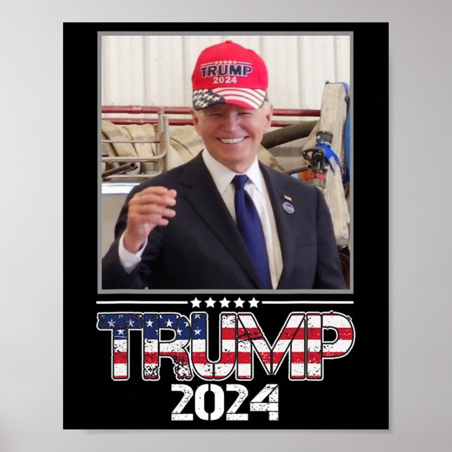 Joe Biden Wearing A Trump Hat Val 2024 Poster (Framsidan)