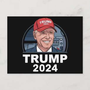 Joe biden Wearing A Trump Hat Vykort