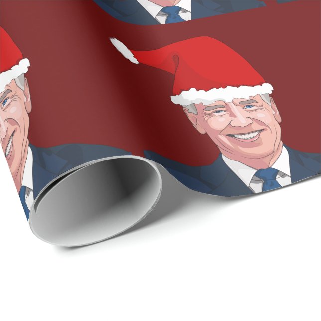 JOE BIDEN WEARING SANTA HAT WRAPPING PAPPER PRESENTPAPPER (Rullad Hörn)