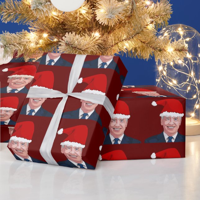 JOE BIDEN WEARING SANTA HAT WRAPPING PAPPER PRESENTPAPPER (Helgdagar)