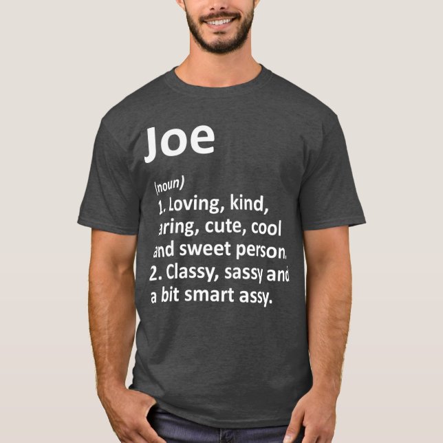 JOE Definition Personlig Namn Funny Birthday T Shirt (Framsida)