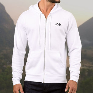 Joe. Namn Ord i svart bokstav på vit T Shirt