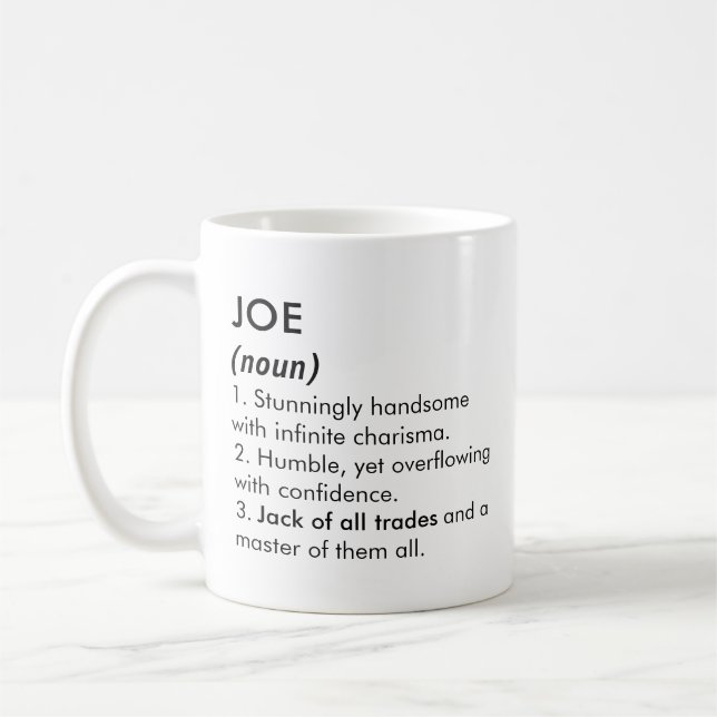 Joe namn, Redigerbart namn, Anpassat namn Kaffemugg (Vänster)