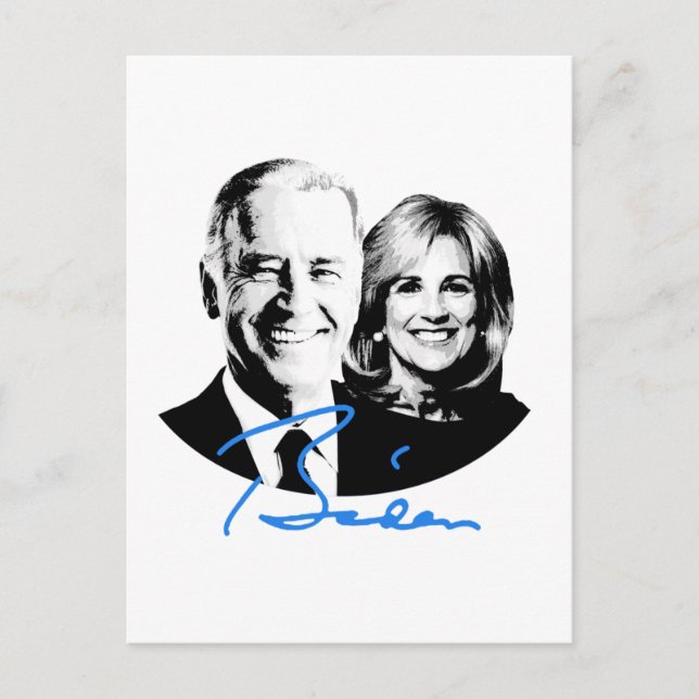 Joe och Jill Biden Namnteckning Vykort (Framsida)