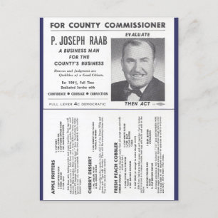 Joe Raabs Orchard Recipes & Policy Ad Vykort